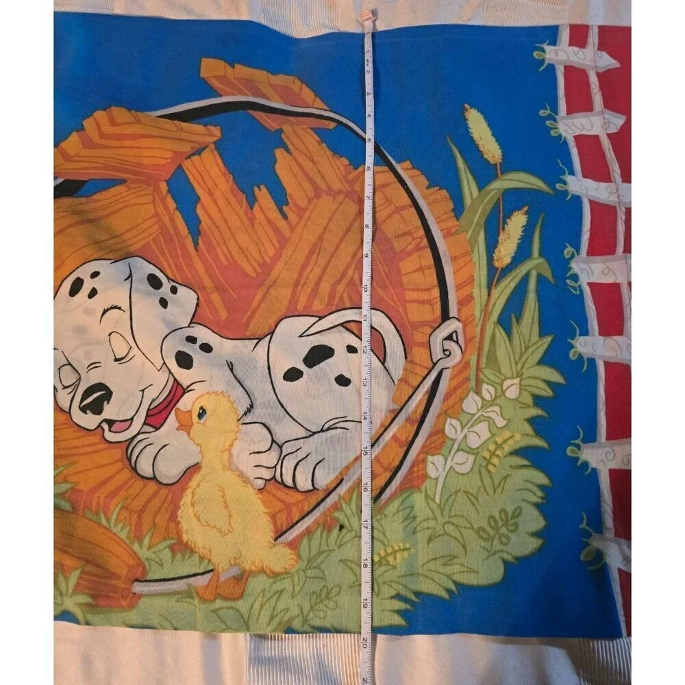 Vintage 90s Disney 101 Dalmatians Pillowcase Blue Double Sided Standard